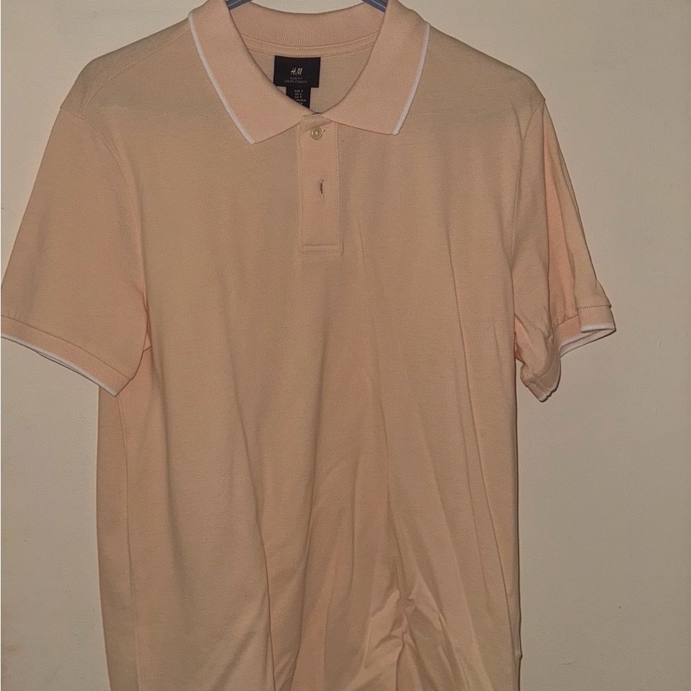 H&M Men's Light Peach Polo Shirt